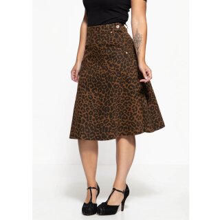 Queen Kerosin Denim Skirt - Cinchback Leopard