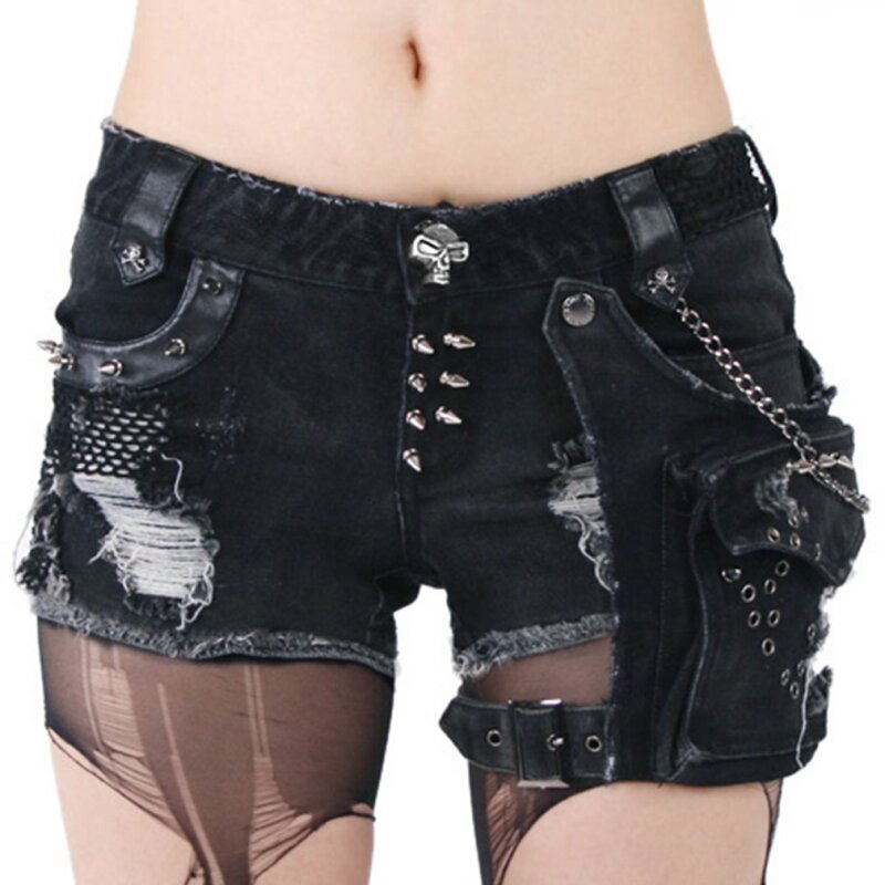 Punk Rave Denim Shorts - Mad Girl XS