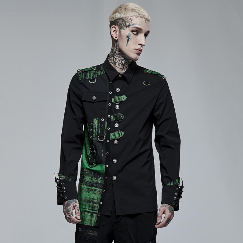 Punk Rave Gothic Hemd - Anti Everything Green XL