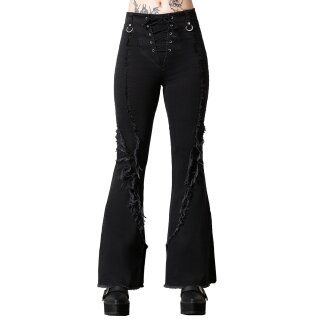 Killstar Denim Flared Trousers - Dasia Lace-Up XL