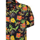 King Kerosin Camisa hawaiana - Hibiscus Black 3XL