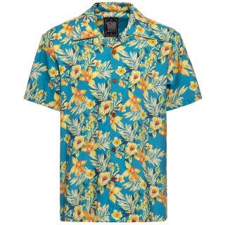 King Kerosin Camisa hawaiana - Hibiscus Blue
