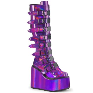 DemoniaCult Platform Boots - Swing-815 Purple Holo