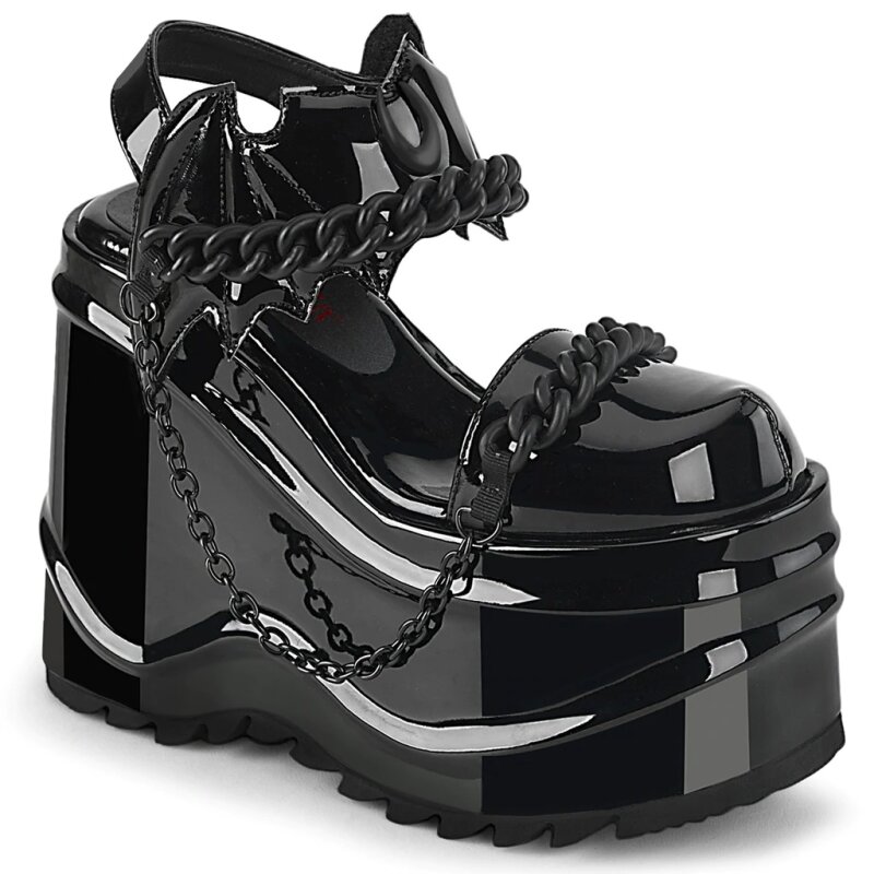 Demonia Platform Sneakers - Wave-20 Black Patent