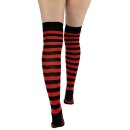 Pamela Mann Mi-bas - Striped Overknees Red/Black