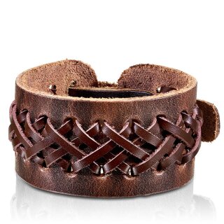 The Rock Shop Bracelet en cuir - Double Weaved X Braids Brun