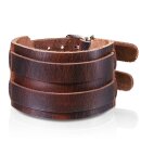 The Rock Shop Leather Wristband - Double Strapped Belt Brown
