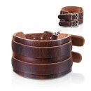 The Rock Shop Leather Wristband - Double Strapped Belt Brown