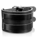 The Rock Shop Leather Wristband - Double Strapped Belt Black