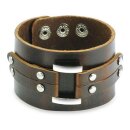 The Rock Shop Leather Wristband - Center Link Buckle Brown