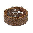 The Rock Shop Leather Wristband - Triple Weaved Double...
