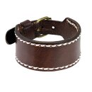 The Rock Shop Leather Wristband - Stitched Border Brown