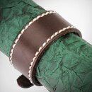 The Rock Shop Leather Wristband - Stitched Border Brown