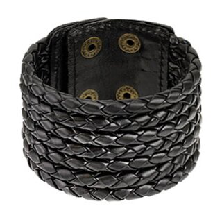 The Rock Shop Bracelet en cuir - Round Weaved Threads Noir