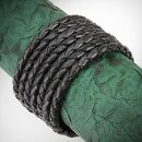 The Rock Shop Leather Wristband - Round Weaved Threads Black