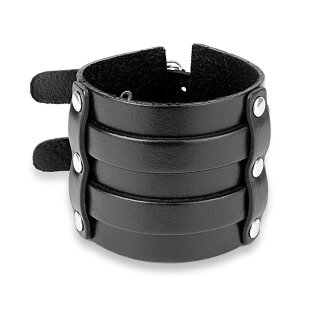 The Rock Shop Bracelet en cuir - Double Buckle Noir