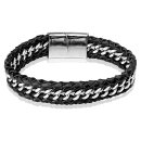 The Rock Shop Leather Wristband - Centered Chain