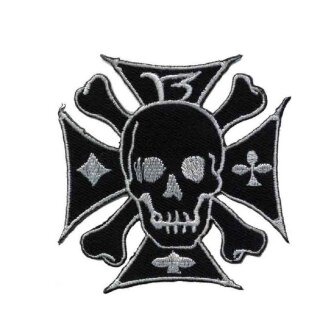 Rock Daddy Patch - Crossed Skull White