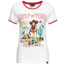 Queen Kerosin Ringer T-Shirt - Deep In Texas Weiß