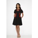 Orchid Bloom Swing Kleid - Vintage Witch Red