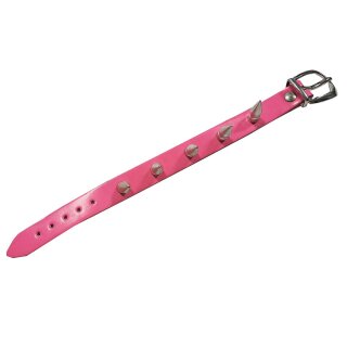 The Rock Shop Leather Wristband - Killer Spikes Hot Pink