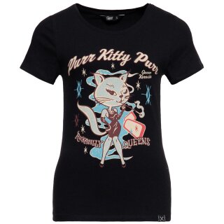 Queen Kerosin T-Shirt - Purr Kitty Purr Schwarz
