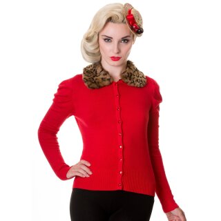 Cardigan Banned - Leopard Fur Red S