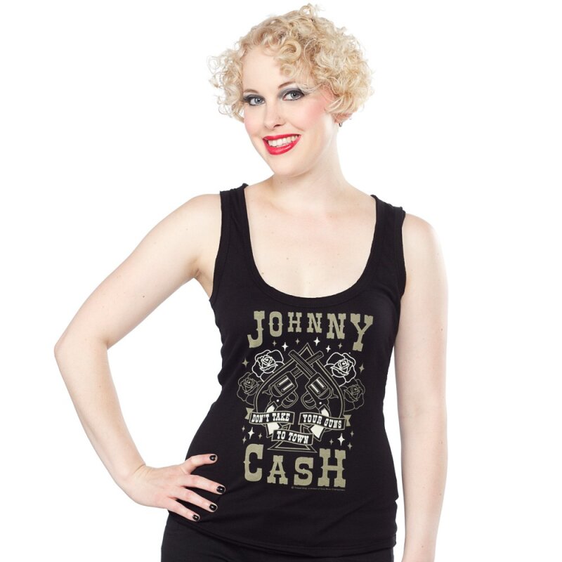 Johnny Cash Tank Top - Dont Take Your Guns To Town L