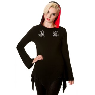 Banned Longsleeve Top with Hoodie - Swallows