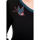 Banned Cardigan - Twisted Swallows Black & Blue