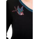 Banned Cardigan - Twisted Swallows Black & Blue XS