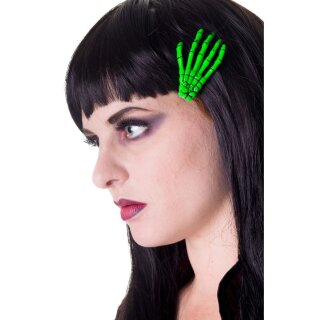Banned Haarspange - Skelett Hand Hellgrün