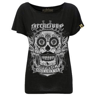 Archetype Apparel Damen U-Boot T-Shirt - Sugar Skull L