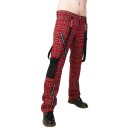 Black Pistol Jeans Hose - Punk Pants Tartan Rot