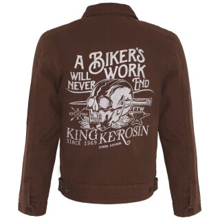 King Kerosin Vintage Canvas Worker Jacket - Bikers Work Brown M