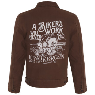 King Kerosin Vintage Canvas Workerjacke - Bikers Work Braun 3XL