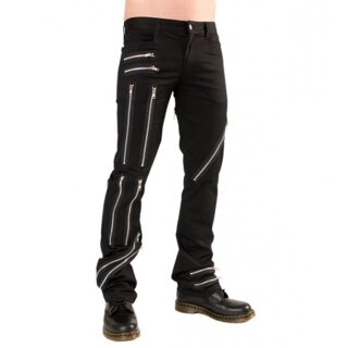 Black Pistol Jeans Hose - Zipper Pants Schwarz