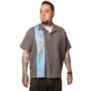 Steady Clothing Vintage Bowling Shirt - Single Pin-Up Bleu L