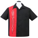 Steady Clothing Vintage Bowling Shirt - Hot Rod Pinstripe Red L