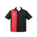 Steady Clothing Camisa de bolos vintage - Hot Rod Pinstripe Red