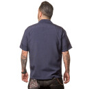 Steady Clothing Vintage Bowling Shirt - V8 Pinstripe Panel Dunkelblau XXL