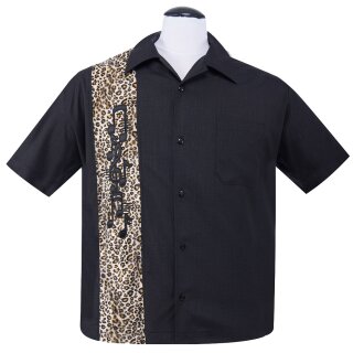 Steady Clothing Vintage Bowling Shirt - Music Note Leopard