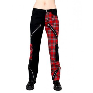Black Pistol Jeans Trousers - Freak Pants Tartan Red 34