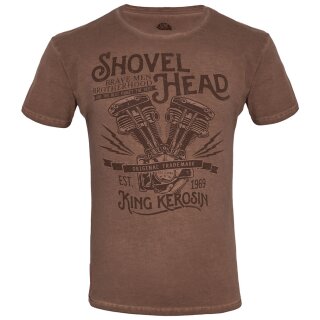 King Kerosin Oilwashed T-Shirt - Shovel Head Brown M