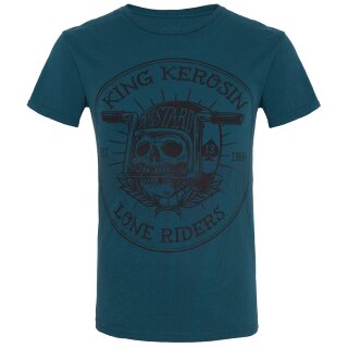 King Kerosin Watercolour T-Shirt - Lone Riders Türkis