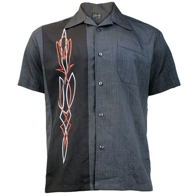 Steady Clothing Vintage Bowling Shirt - Hot Rod Pinstripe Grey, € 55,90