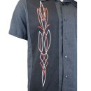 Steady Clothing Vintage Bowling Shirt - Hot Rod Pinstripe Grau M