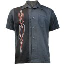 Steady Clothing Vintage Bowling Shirt - Hot Rod Pinstripe Grau L