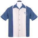 Steady Clothing Vintage Bowling Shirt - Contrast Crown Bleu