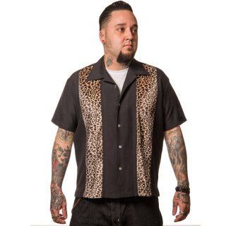 Steady Clothing Vintage Bowling Shirt - Leopard Panel XL